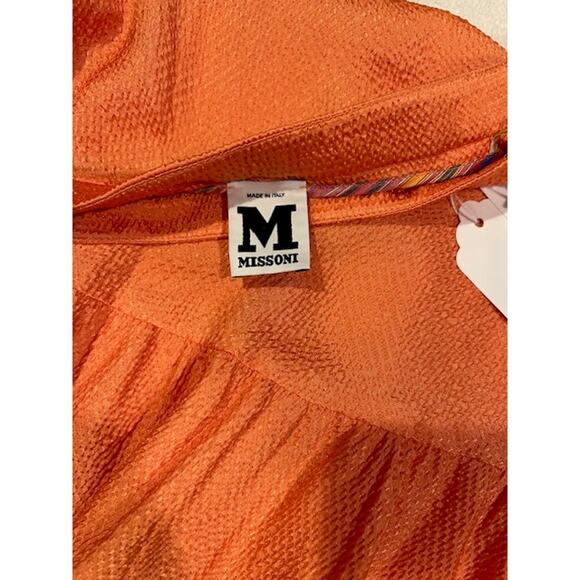 M Missoni Orange Peach Texture 100% Silk Tier Flowy Skirt Women IT 40 US Size 4 - Picture 3 of 11